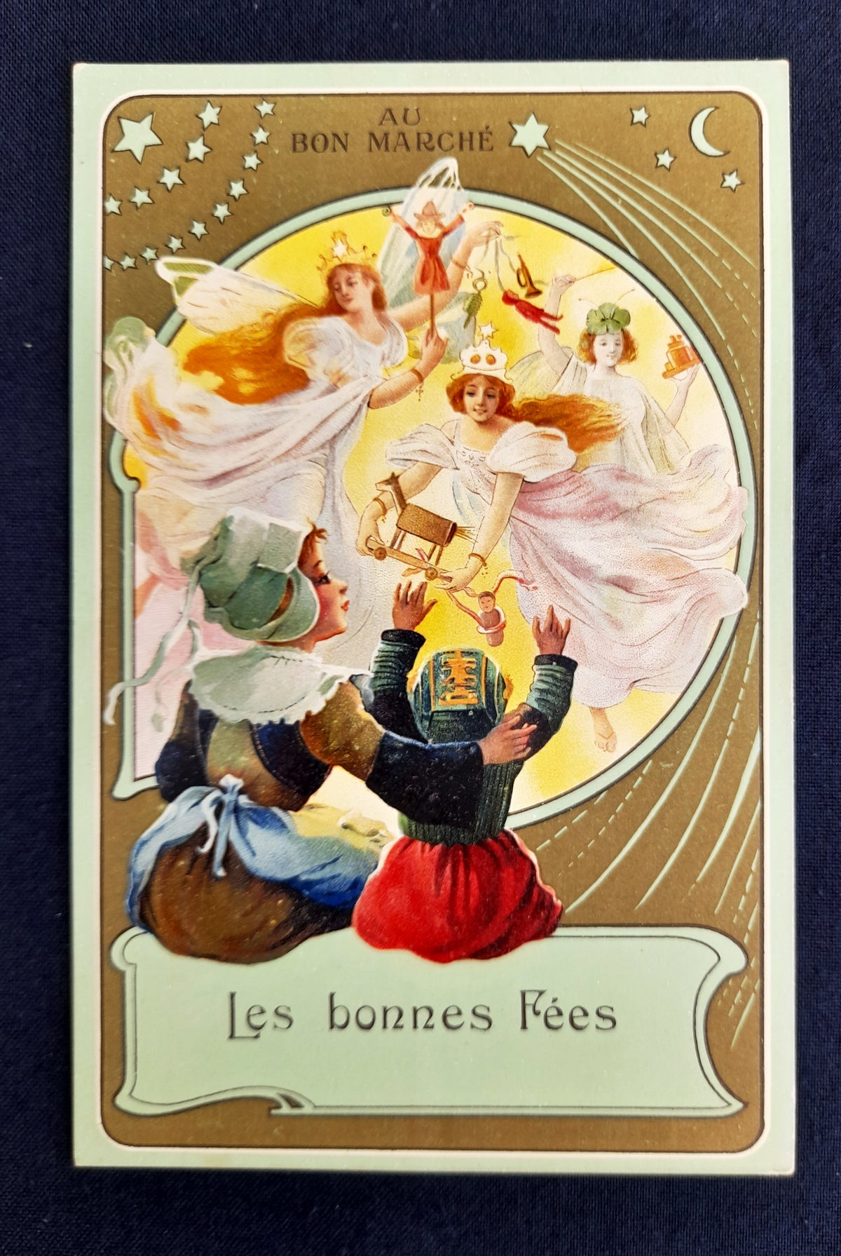 6 cartoline pubblicitarie francesi Au Bon Marché, collezione Dubillon, c. 1900