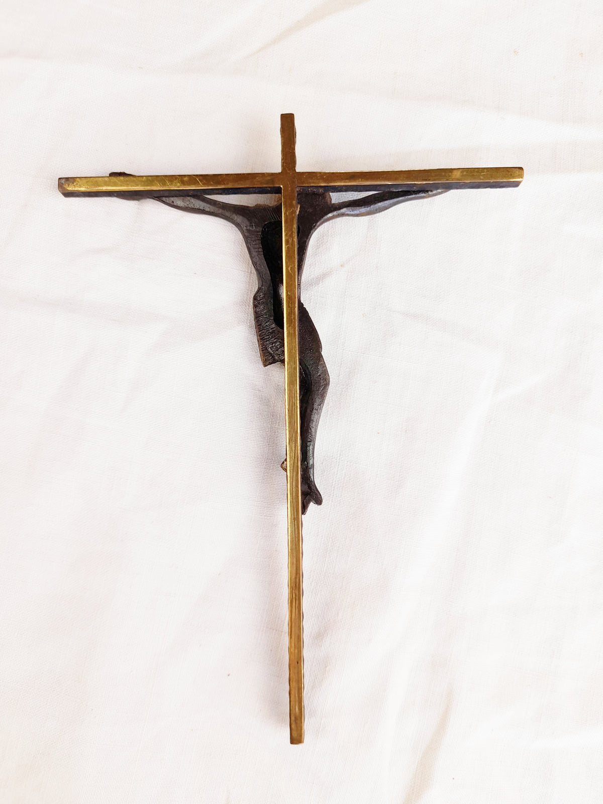 Art Deco Bronze Corpus Christi on Gilded Bronze Cross signed A. Barbier - circa 1930 18 x 13 Centimetres