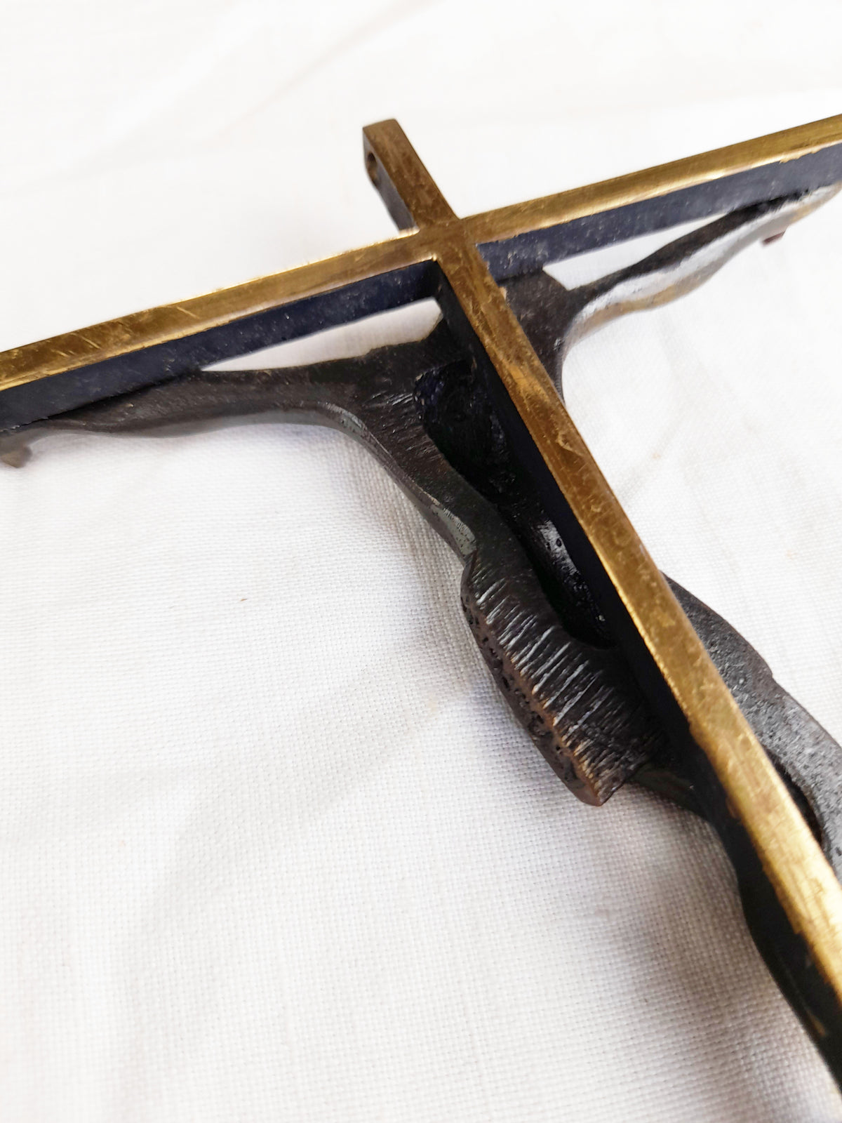 Art Deco Bronze Corpus Christi on Gilded Bronze Cross signed A. Barbier - circa 1930 18 x 13 Centimetres
