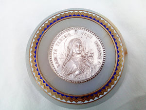 SOLD Saint Therese Of Liseux Collection, Rare Silver Plaque By Ateliers St. Joseph and Jean Balme, With Reliquary Folder, Circa 1920