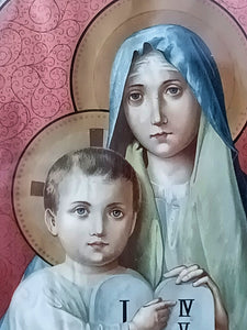 Antique Lithograph of The Madonna and Child presented to Souis Baujot in 1908, 45x32cm, Stunning Picture in Excellent Condition