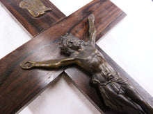 Load image into Gallery viewer, SOLD Antique Chapel Cross, Cast Bronze Corpus Christi By Francisco Escudero, Mounted On Straight Grained Ebony, Circa 1890