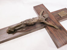 Load image into Gallery viewer, SOLD Antique Chapel Cross, Cast Bronze Corpus Christi By Francisco Escudero, Mounted On Straight Grained Ebony, Circa 1890