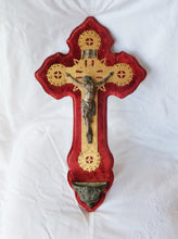 Load image into Gallery viewer, SOLD Antique Holy Water Font, Large French Benitier with Velvet Backing Napoleon III era 47 x 27 Centimetres