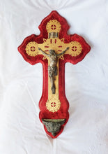 Load image into Gallery viewer, SOLD Antique Holy Water Font, Large French Benitier with Velvet Backing Napoleon III era 47 x 27 Centimetres