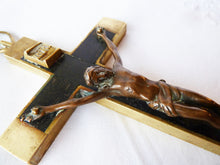 Load image into Gallery viewer, Antique Profession Crucifix, French, Handmade in Bronze Inlaid With Ebony Early 18th Century, Rare, 16 x 8.5 Centimetres