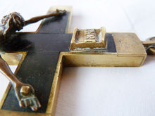 Load image into Gallery viewer, Antique Profession Crucifix, French, Handmade in Bronze Inlaid With Ebony Early 18th Century, Rare, 16 x 8.5 Centimetres