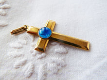 Load image into Gallery viewer, Antique Pendant Cross 22 carat Rolled Gold With Enamel of The Virgin Mary, 2.8 x 2 centimetres, 2.2 grams