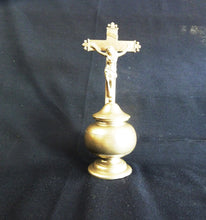 Load image into Gallery viewer, SOLD Holy Water Font, Antique Pewter Stoup, Crowned Rose Insignia On Base, Circa 1860