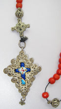 Load image into Gallery viewer, Bavarian Coral Rosary Antique Silver And Coral 'Beidermeier' Rosary, Stunning Condition, 5 Decade, 48 cm Long, Circa 1840