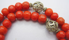 Load image into Gallery viewer, Bavarian Coral Rosary Antique Silver And Coral 'Beidermeier' Rosary, Stunning Condition, 5 Decade, 48 cm Long, Circa 1840
