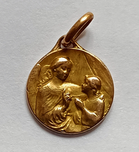 Load image into Gallery viewer, SOLD Antique Guardian Angel Pendant, By Arthus Bertrand of Paris Signed Tairac, 14mm Diameter, French FIX, Circa 1920
