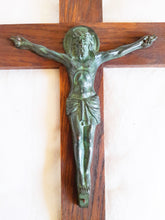 Load image into Gallery viewer, Antique Chapel Cross with Bronze Corpus Christi and Oak Cross, French Circa 1850, Beautiful Condition, 32 x 18 Centimetres