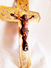 Load image into Gallery viewer, SOLD Large Bronze Wall Cross With Copper Corpus Christi 26 x 15 Centimetres