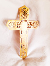 Load image into Gallery viewer, SOLD Large Bronze Wall Cross With Copper Corpus Christi 26 x 15 Centimetres