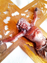 Load image into Gallery viewer, SOLD Large Bronze Wall Cross With Copper Corpus Christi 26 x 15 Centimetres