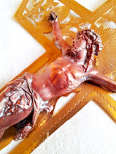 Load image into Gallery viewer, SOLD Large Bronze Wall Cross With Copper Corpus Christi 26 x 15 Centimetres