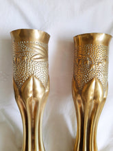 Load image into Gallery viewer, SOLD French Trench Art Vases, 75mm Field Gun Shell Vases 1916, Beautifully Worked Fluted Design, Fired During Battle of Verdun
