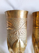 Load image into Gallery viewer, SOLD French Trench Art Vases, 75mm Field Gun Shell Vases 1916, Beautifully Worked Fluted Design, Fired During Battle of Verdun