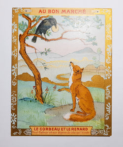 Victorian Trade Cards From Au Bon Marche Paris, Very Rare Complete Set Of 10 Cards, Theme Is Fables Of Jean De La Fontaine