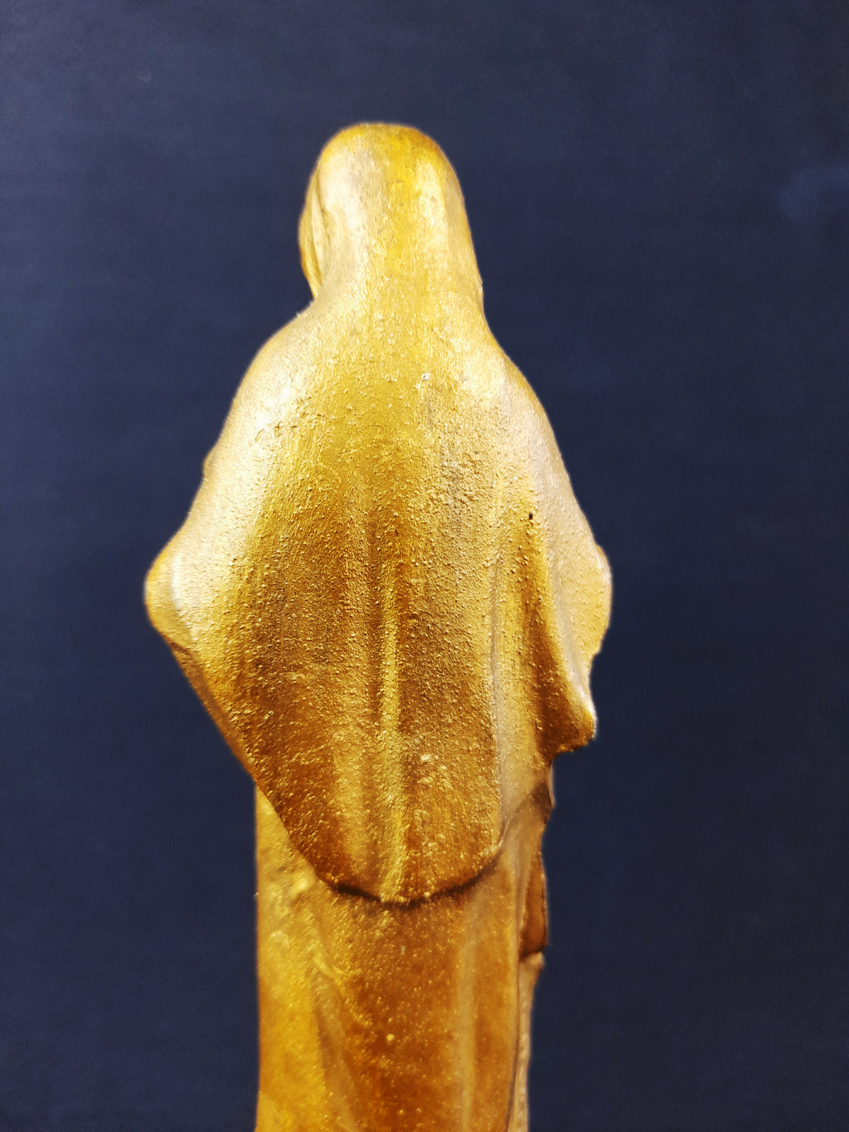 Antigua estatua francesa del Sagrado Corazón de María, peltre dorado, 21 cm, c. 1860