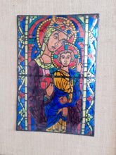 Load image into Gallery viewer, Limoges Enamel Of The Virgin Mary With Jesus by Marguerite Sornin, Detail From Stained Glass Windows At Bourges Cathedral