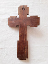 Load image into Gallery viewer, Art Deco Crucifix, Spelter Corpus Christi Mounted On Bronze With an Oak Cross Inlaid With Bronze 30 Centimetres