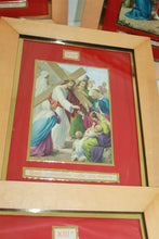 Load image into Gallery viewer, 15 Stations Of The Cross, Complete Framed Set of Lithographs by Guiseppi Vincentini, Each Frame 30x23 Centimetres