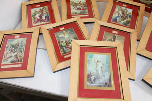 15 Stations Of The Cross, Complete Framed Set of Lithographs by Guiseppi Vincentini, Each Frame 30x23 Centimetres