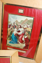 Load image into Gallery viewer, 15 Stations Of The Cross, Complete Framed Set of Lithographs by Guiseppi Vincentini, Each Frame 30x23 Centimetres