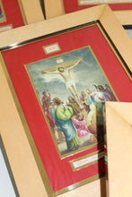 Load image into Gallery viewer, 15 Stations Of The Cross, Complete Framed Set of Lithographs by Guiseppi Vincentini, Each Frame 30x23 Centimetres