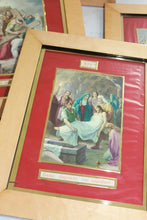 Load image into Gallery viewer, 15 Stations Of The Cross, Complete Framed Set of Lithographs by Guiseppi Vincentini, Each Frame 30x23 Centimetres