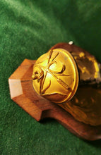 Load image into Gallery viewer, Holy Water Font, Oak Base With Gilded Bronze Plate and Bronze Corpus Christi, Presentation to Louis Tisserand 1906, 30x16 Centimetres