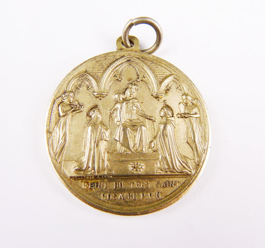 Antique Bronze Virgin Mary Medal by Ludovic Penin, c. 1860