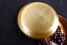 Load image into Gallery viewer, Antique Christian Rosary, French, Hand Cut Garnet Coloured Art Glass Beads,
