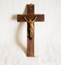 Load image into Gallery viewer, Large Antique Chapel Cross, Oak Cross With Cast Bronze Corpus Christi, Circa 1860