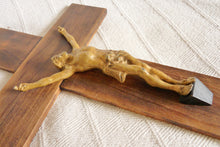 Load image into Gallery viewer, Large Antique Chapel Cross, Oak Cross With Cast Bronze Corpus Christi, Circa 1860