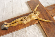 Load image into Gallery viewer, Large Antique Chapel Cross, Oak Cross With Cast Bronze Corpus Christi, Circa 1860