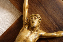 Load image into Gallery viewer, Large Antique Chapel Cross, Oak Cross With Cast Bronze Corpus Christi, Circa 1860