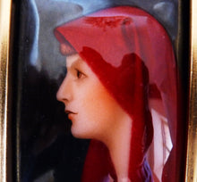 Load image into Gallery viewer, SOLD Saint Fabiola Enamel, After Jeanne Jaques Henner, by René BARLAUD Master Enameller of France,  Limoges France  circa 1930