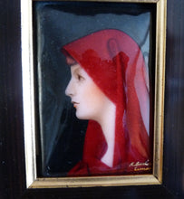 Load image into Gallery viewer, SOLD Saint Fabiola Enamel, After Jeanne Jaques Henner, by René BARLAUD Master Enameller of France,  Limoges France  circa 1930