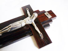 Load image into Gallery viewer, Art Deco Crucifix, France Circa 1920, Silvered Regule Corpus Christi, Straight Grained Ebony