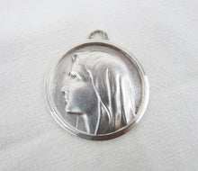 Load image into Gallery viewer, Silver Lourdes Medal By Jean Blanche of Paris Circa 1880, 3 centimetres Diameter, 10.1 grams, Plus New 925 Silver Chain