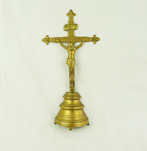Load image into Gallery viewer, SOLD Antique French Altar Crucifix, Handmade in Solid Gilded Bronze, Folk Art, 17th Century, 29x15 Centimetres