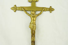 Load image into Gallery viewer, SOLD Antique French Altar Crucifix, Handmade in Solid Gilded Bronze, Folk Art, 17th Century, 29x15 Centimetres