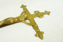 Load image into Gallery viewer, SOLD Antique French Altar Crucifix, Handmade in Solid Gilded Bronze, Folk Art, 17th Century, 29x15 Centimetres