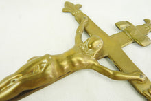 Load image into Gallery viewer, SOLD Antique French Altar Crucifix, Handmade in Solid Gilded Bronze, Folk Art, 17th Century, 29x15 Centimetres