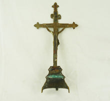 Load image into Gallery viewer, SOLD Antique French Altar Crucifix, Handmade in Solid Gilded Bronze, Folk Art, 17th Century, 29x15 Centimetres