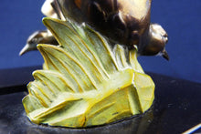 Load image into Gallery viewer, Antique Book Ends, French, Cold Painted Bronze, Art Deco Circa 1930, Swallows on Marble Base