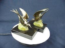 Load image into Gallery viewer, Antique Book Ends, French, Cold Painted Bronze, Art Deco Circa 1930, Swallows on Marble Base